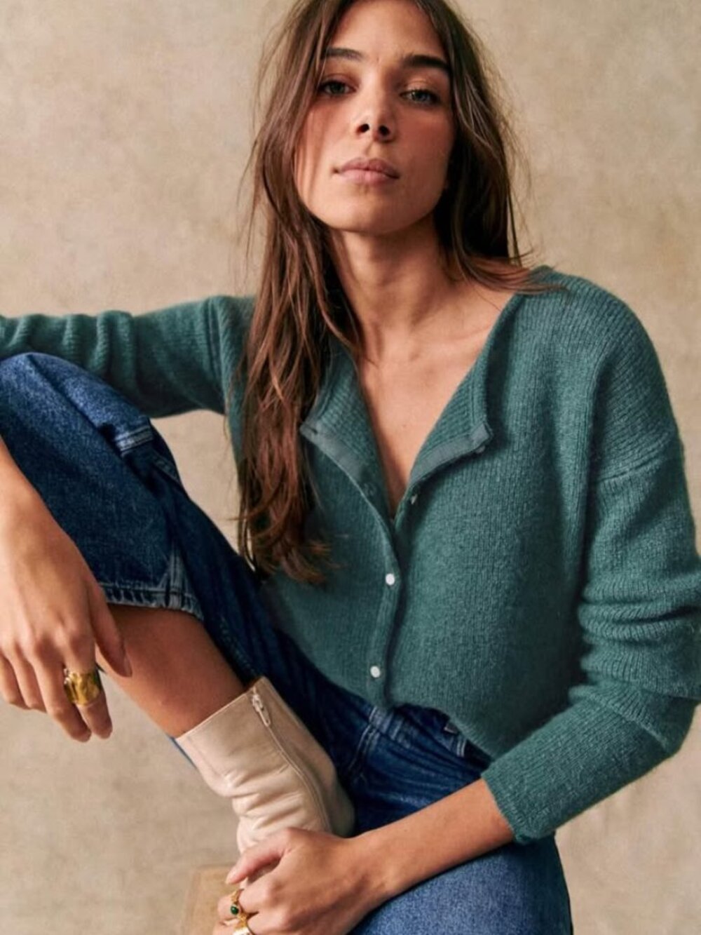 Sezane Gaspard Cardigan Sweater Sage Green Size Small Mohair Alpaca - Picture 15 of 17